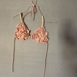 AERIE Blush colored ruffled bikini top!